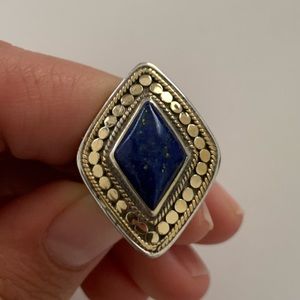 Anna Beck Gold, Silver, and Lapis Ring. Size 7